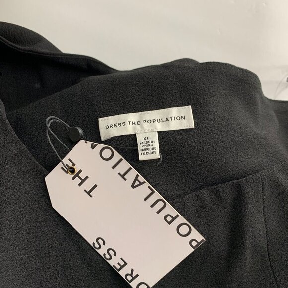 Dress the Population Tiffany one shoulder midi Black bow dress new X-Large XL - Picture 5 of 5